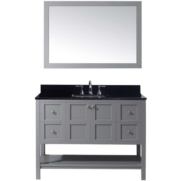 Virtu USA Winterfell 48" Gray Single Bathroom Vanity Set with Granite Top - ES-30048-BGSQ-GR - Bath Vanity Plus