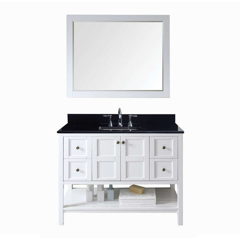 Virtu USA Winterfell 48" White Single Bathroom Vanity Set with Granite Top - ES-30048-BGSQ-WH - Bath Vanity Plus