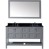 Virtu USA Winterfell 60" Gray Double Bathroom Vanity Set with Granite Top - ED-30060-BGSQ-GR - Bath Vanity Plus