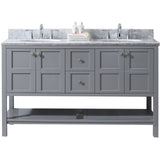 Virtu USA Winterfell 60" Gray Double Bathroom Vanity Set with Marble Top - ED-30060-WM-GR - Bath Vanity Plus