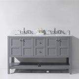 Virtu USA Winterfell 60" Gray Double Bathroom Vanity Set with Marble Top - ED-30060-WM-GR - Bath Vanity Plus