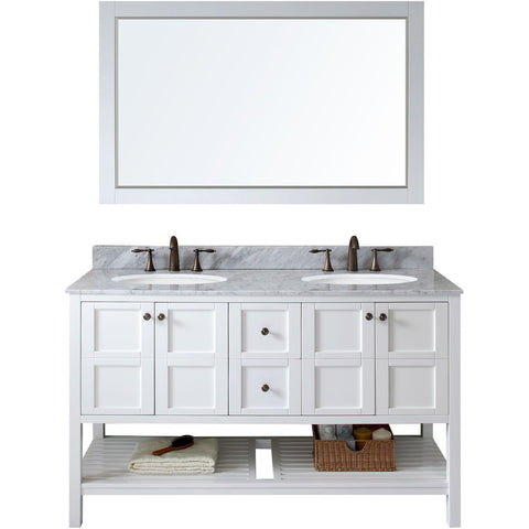 Virtu USA Winterfell 60" White Double Bathroom Vanity Set with Marble Top - ED-30060-WM-WH - Bath Vanity Plus