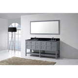 Virtu USA Winterfell 72" Gray Double Bathroom Vanity Set with Granite Top - ED-30072-BGSQ-GR - Bath Vanity Plus