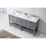 Virtu USA Winterfell 72" Gray Double Bathroom Vanity Set with Marble Top - ED-30072-WM-GR - Bath Vanity Plus