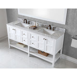 Virtu USA Winterfell 72" White Double Bathroom Vanity Set with Marble Top - ED-30072-WM-WH - Bath Vanity Plus
